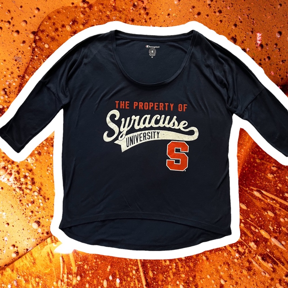 Champion Syracuse University Blue 3/4 Sleeve Tee Medium SU Go Orange College